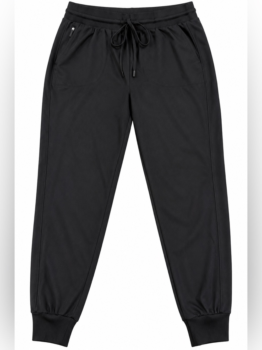 Rachel Zoe Black Stretch Jogger Pants Large Drawstring Cuffed Ankle 29”